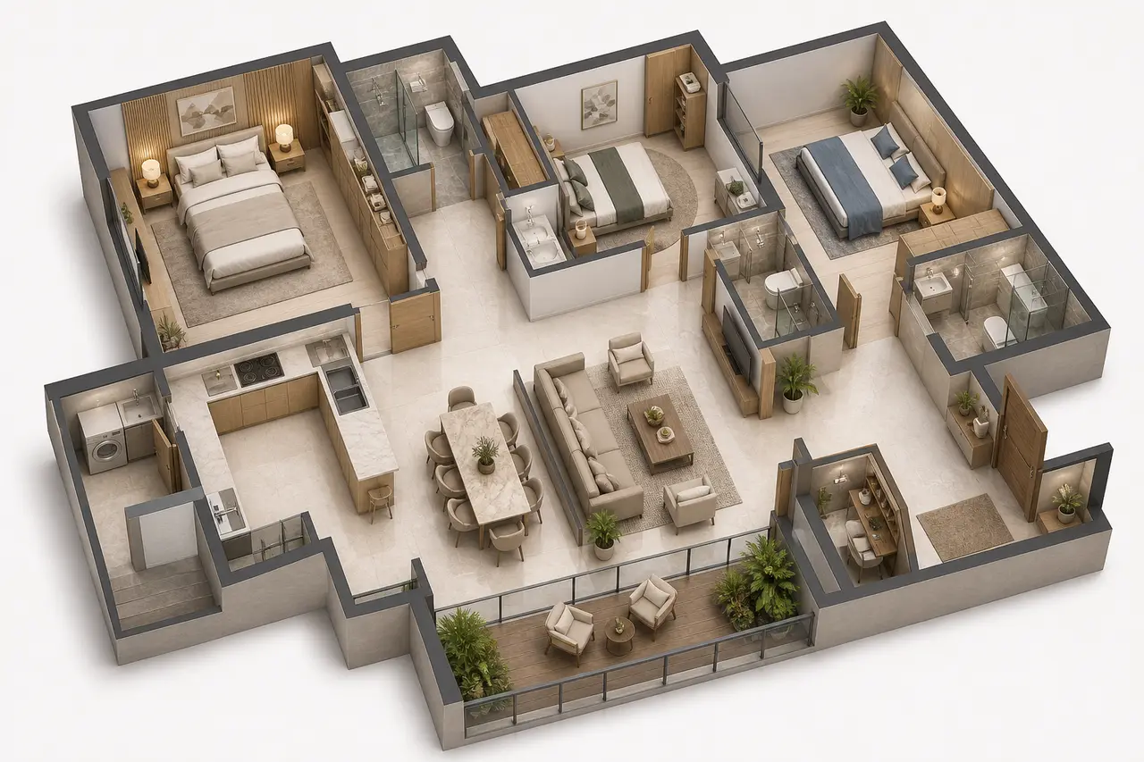Prestige Park Lane 3 BHK floor plan image